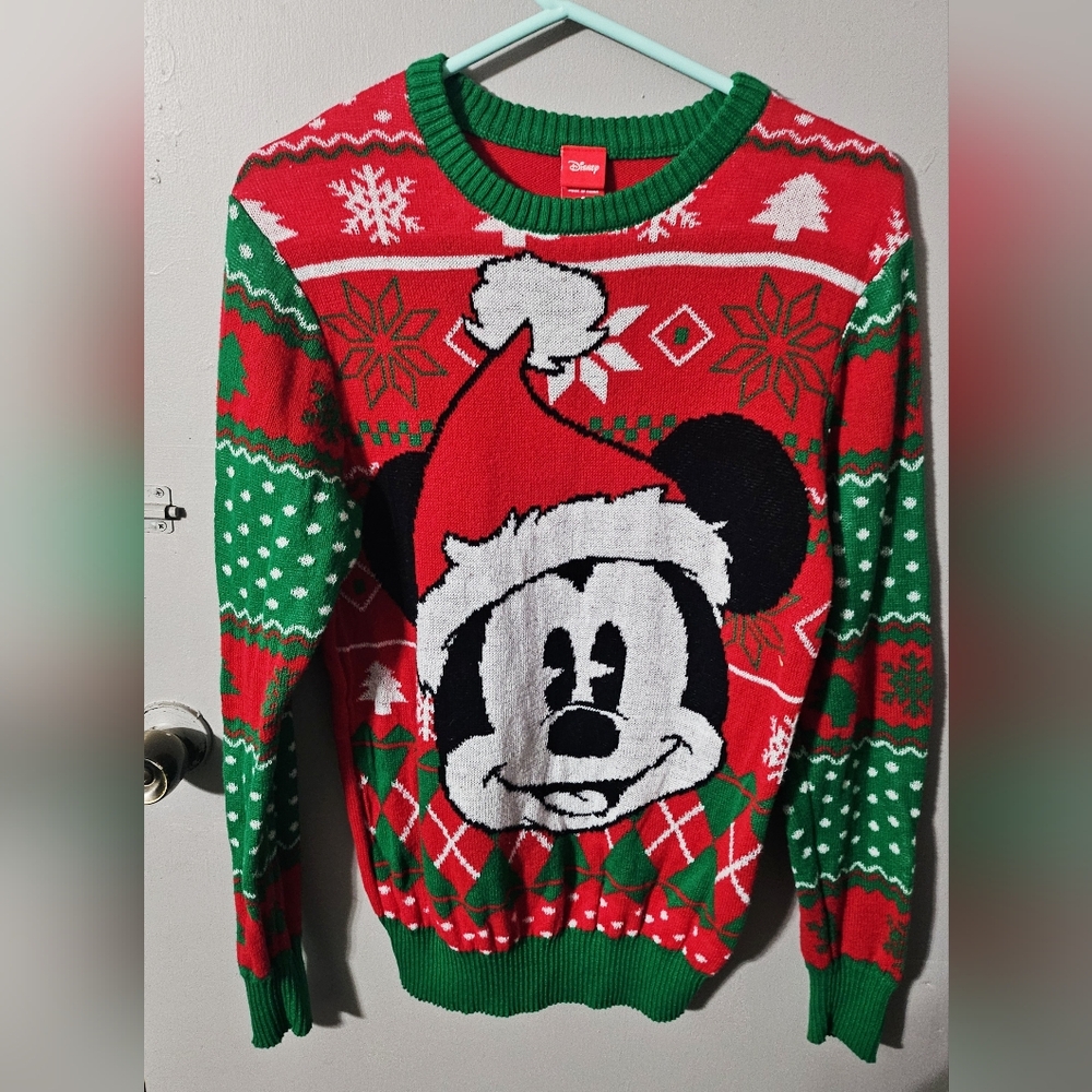 Disney Mickey Mouse unisex ugly christmas sweater red/green size small
